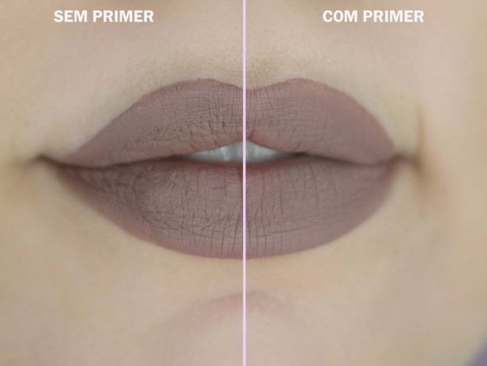 Diferença de Batom com Primer e Sem Primer